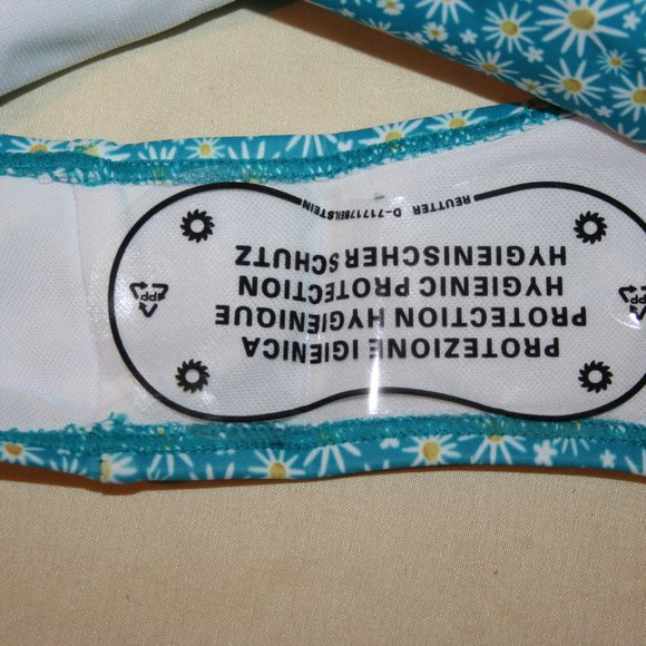 Wenly Zeng Large High Scoop Neck One Pc Swimsuit Back Zipper Blue Flowers Womens - Picture 5 of 13